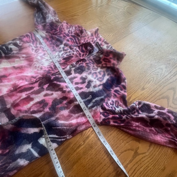 David Cline Crushed Long Sleeve Semi Sheer Pink Jungle Dyed Button Down M Artsy - Picture 5 of 9